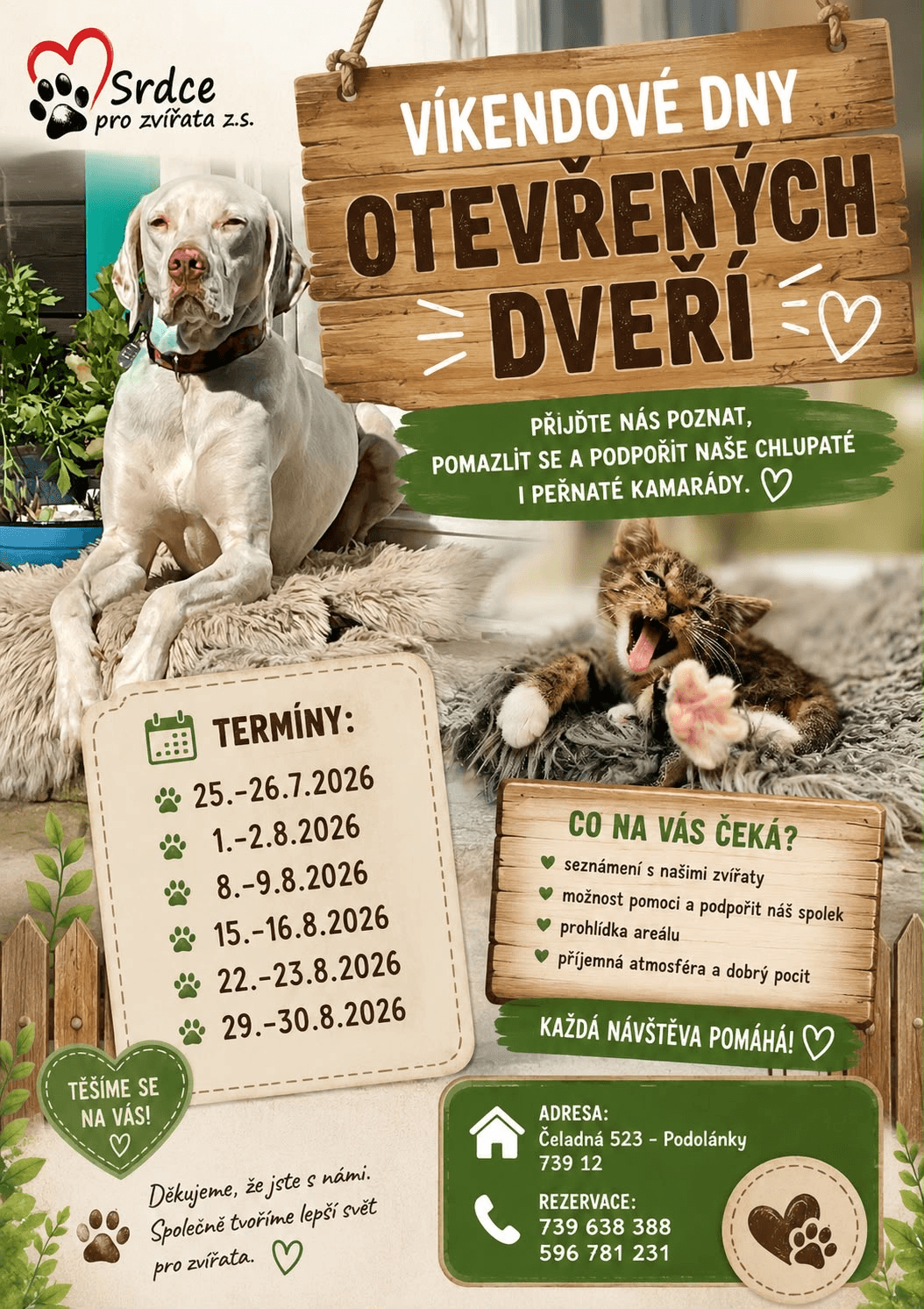 Obrázek k aktualitě Pozvánka na Dny otevřených dveří v Srdci pro zvířata z.s.