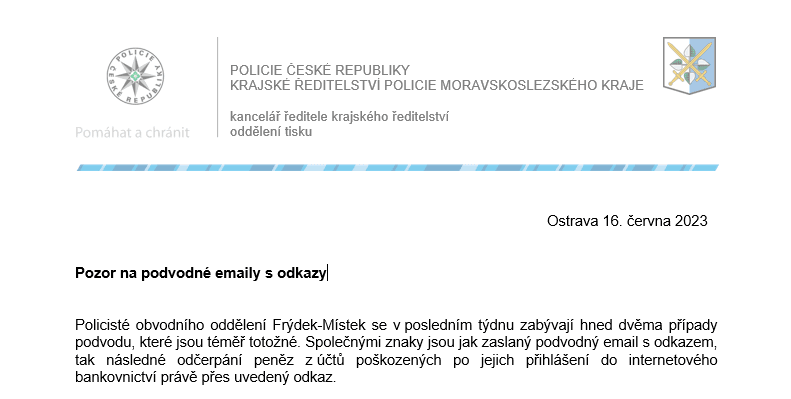 Obrázek k aktualitě Pozor na podvodné emaily s odkazy